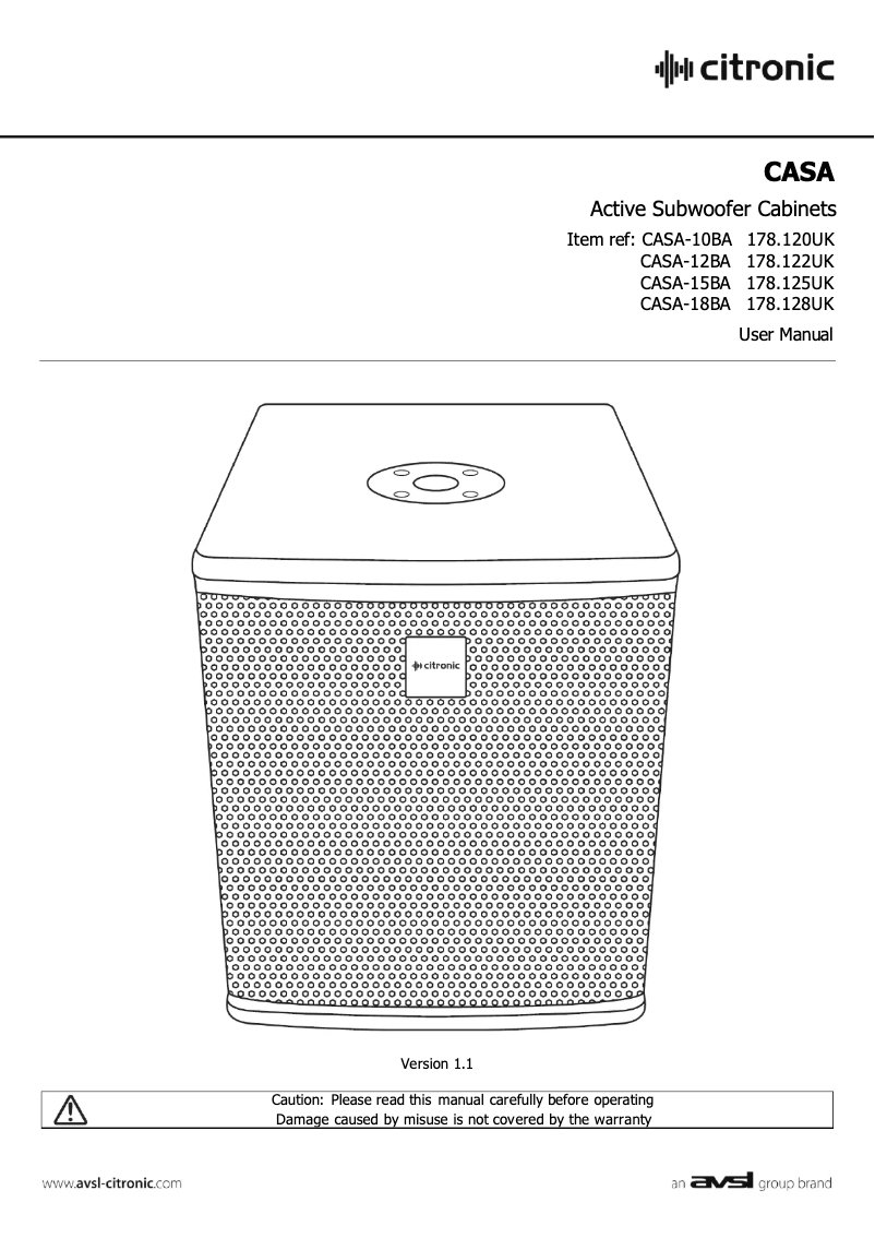 First page image of the manual for CASA-15BA