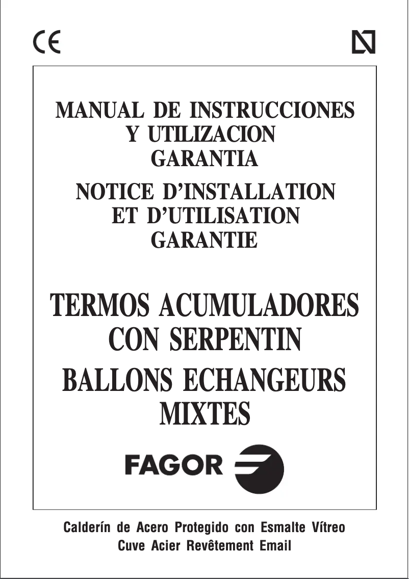 Page 1 of the manual User Manual Fagor AFE-100 N1