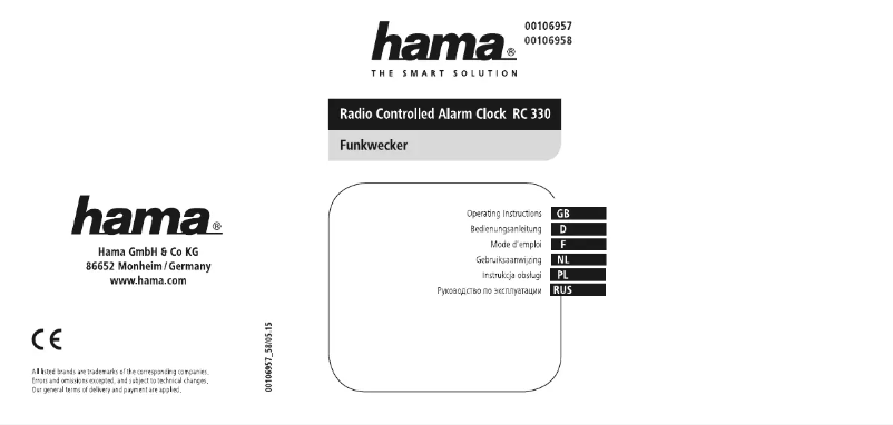 Page 1 of the manual User Manual Hama RC330