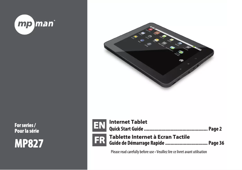 Image de la première page du manuel de l'appareil MP827