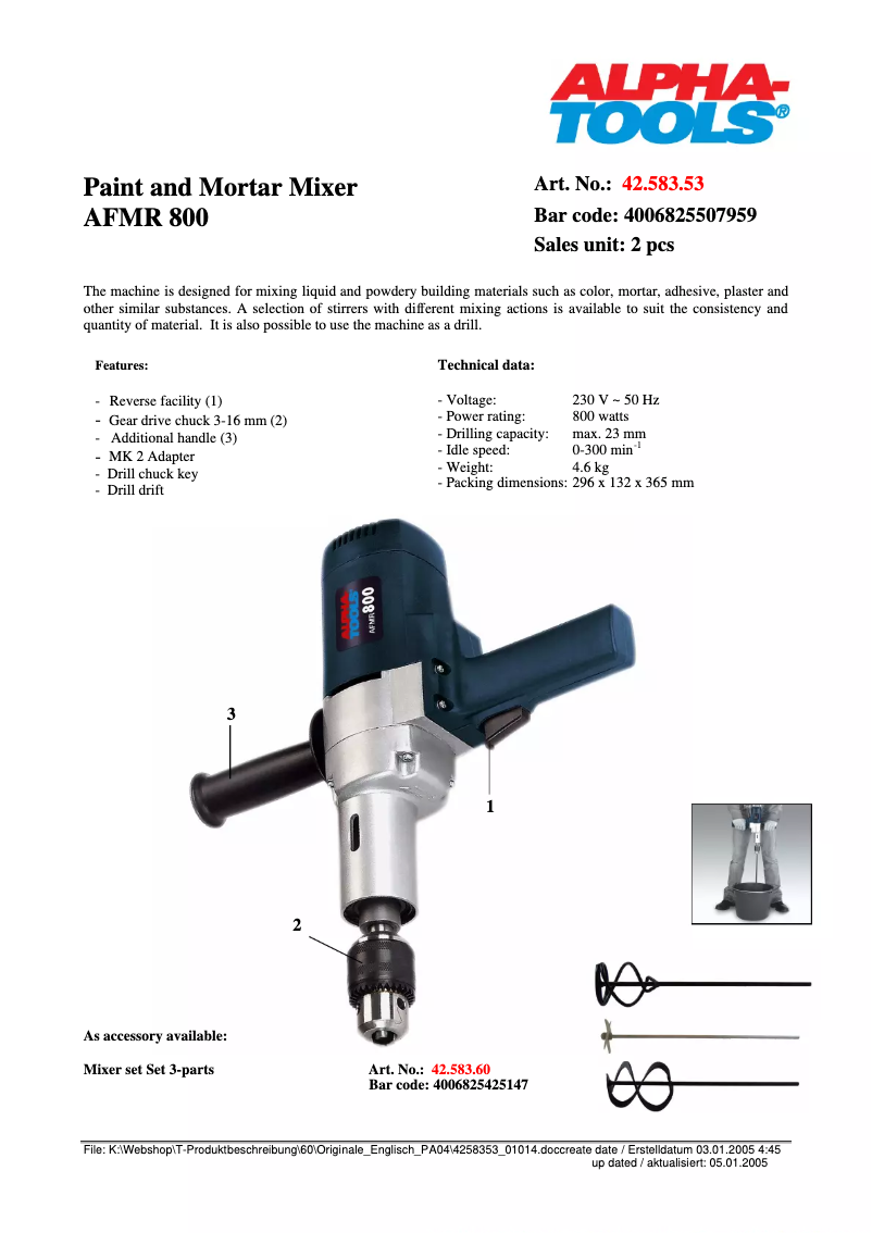 First page image of the manual for AFMR 800