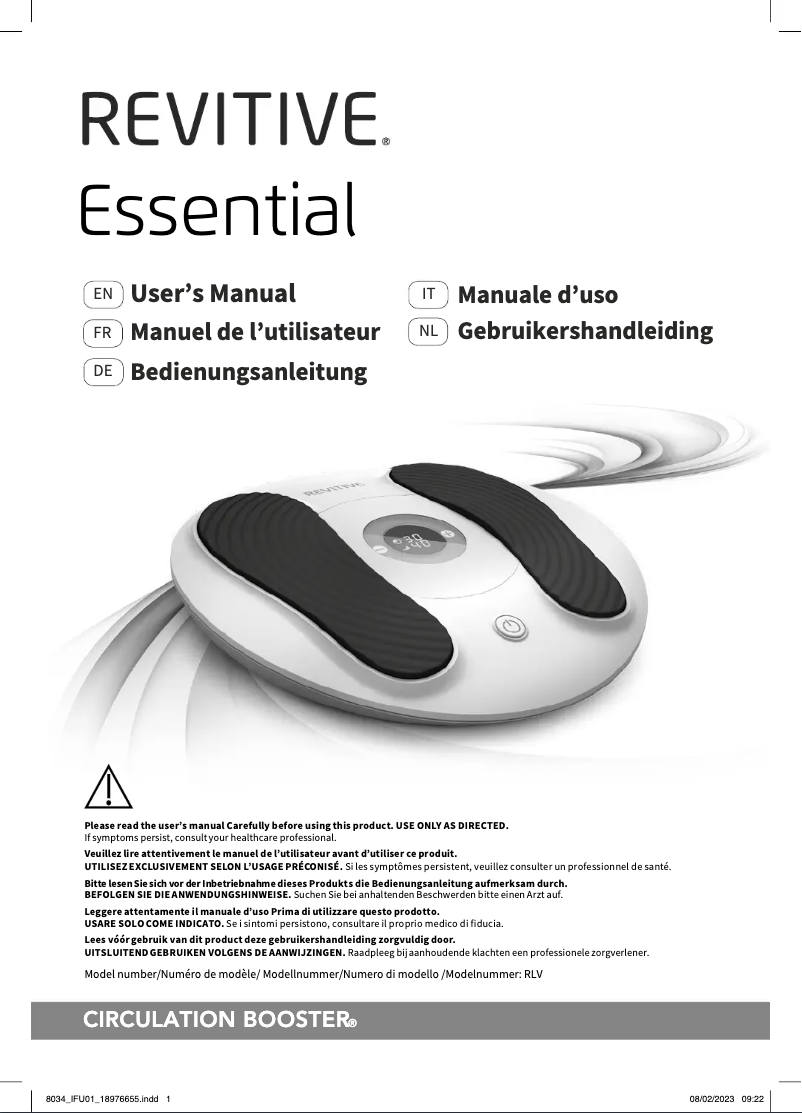 Page 1 of the manual User Manual Revitive Essential RLV