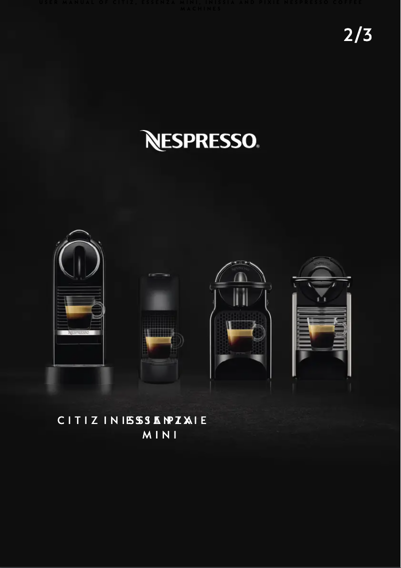 First page image of the manual for Nespresso Pixie BEC430