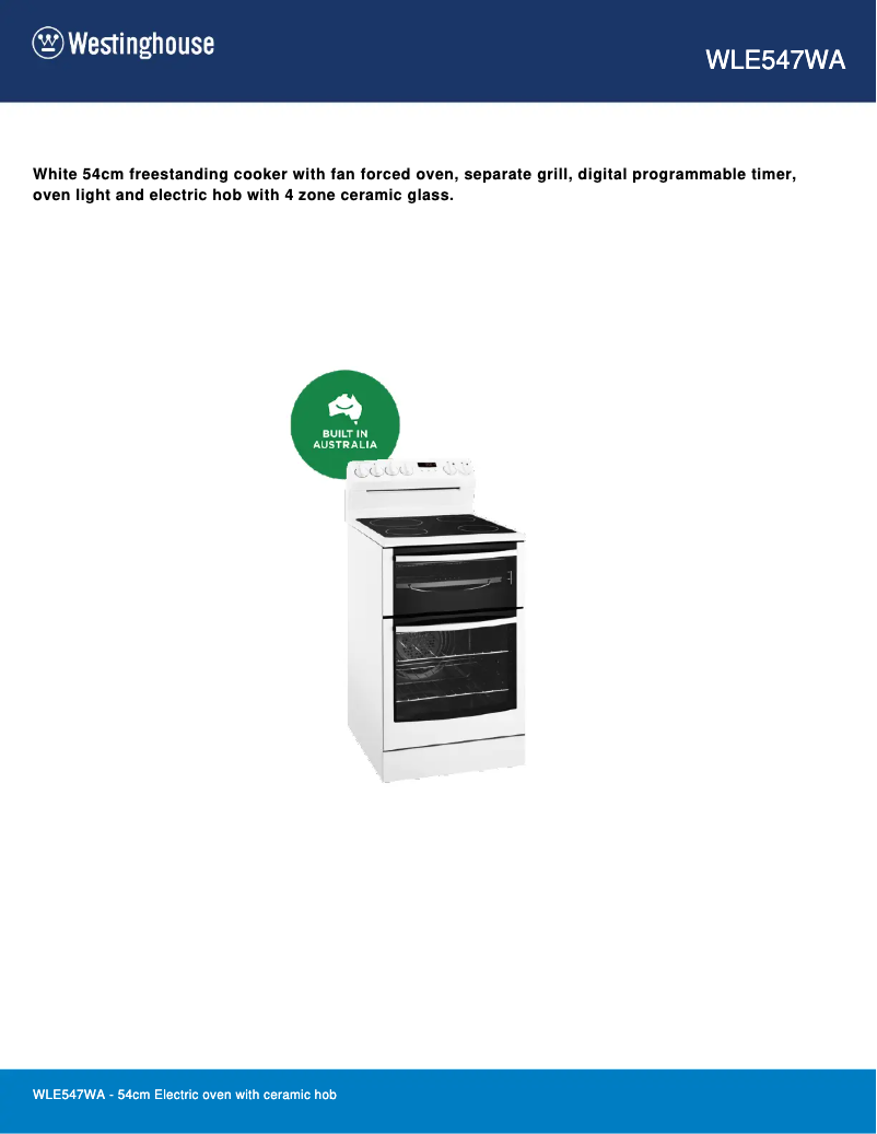 First page image of the manual for WLE547WA