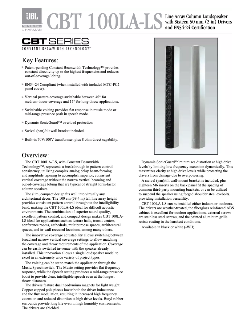 First page image of the manual for CBT 100LA