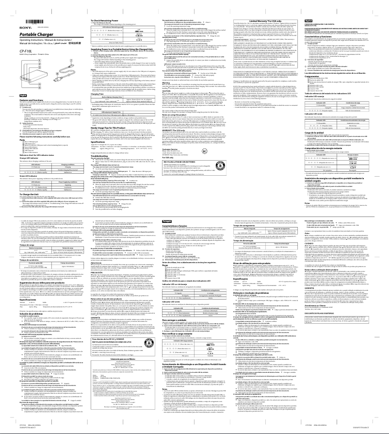 Page 1 of the manual User Manual Sony CP-F10L