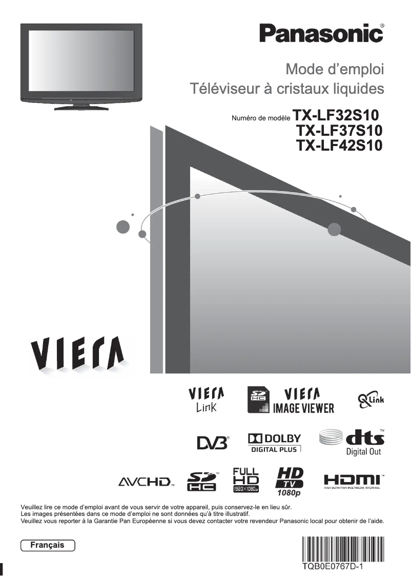 First page image of the manual for Viera TX-LF42S10