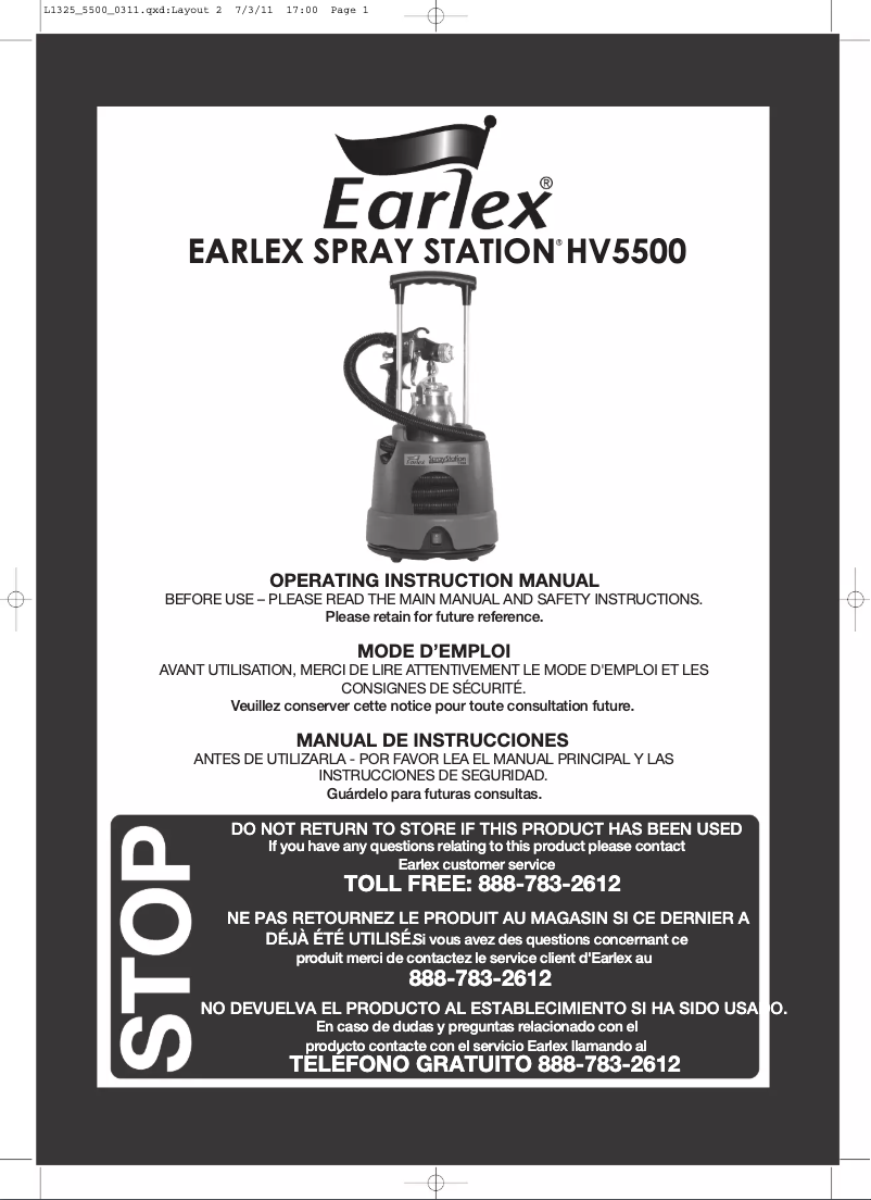 Page 1 of the manual User Manual Earlex Spray Station 5500