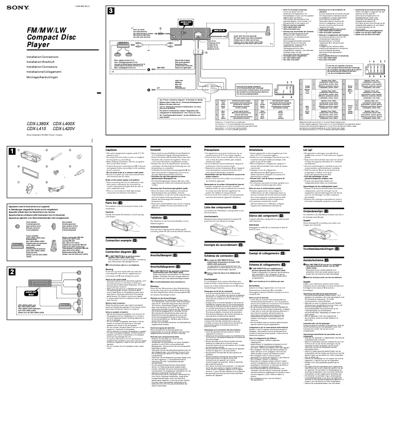 Page 1 of the manual Installation Guide Sony CDX-L380X