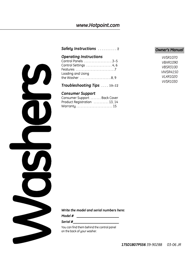 Page 1 of the manual Use and Maintenance Manual Hotpoint VBSR3100BWW