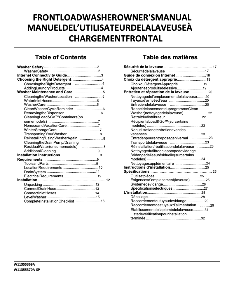 First page image of the manual for WHLAUWGD6620HC
