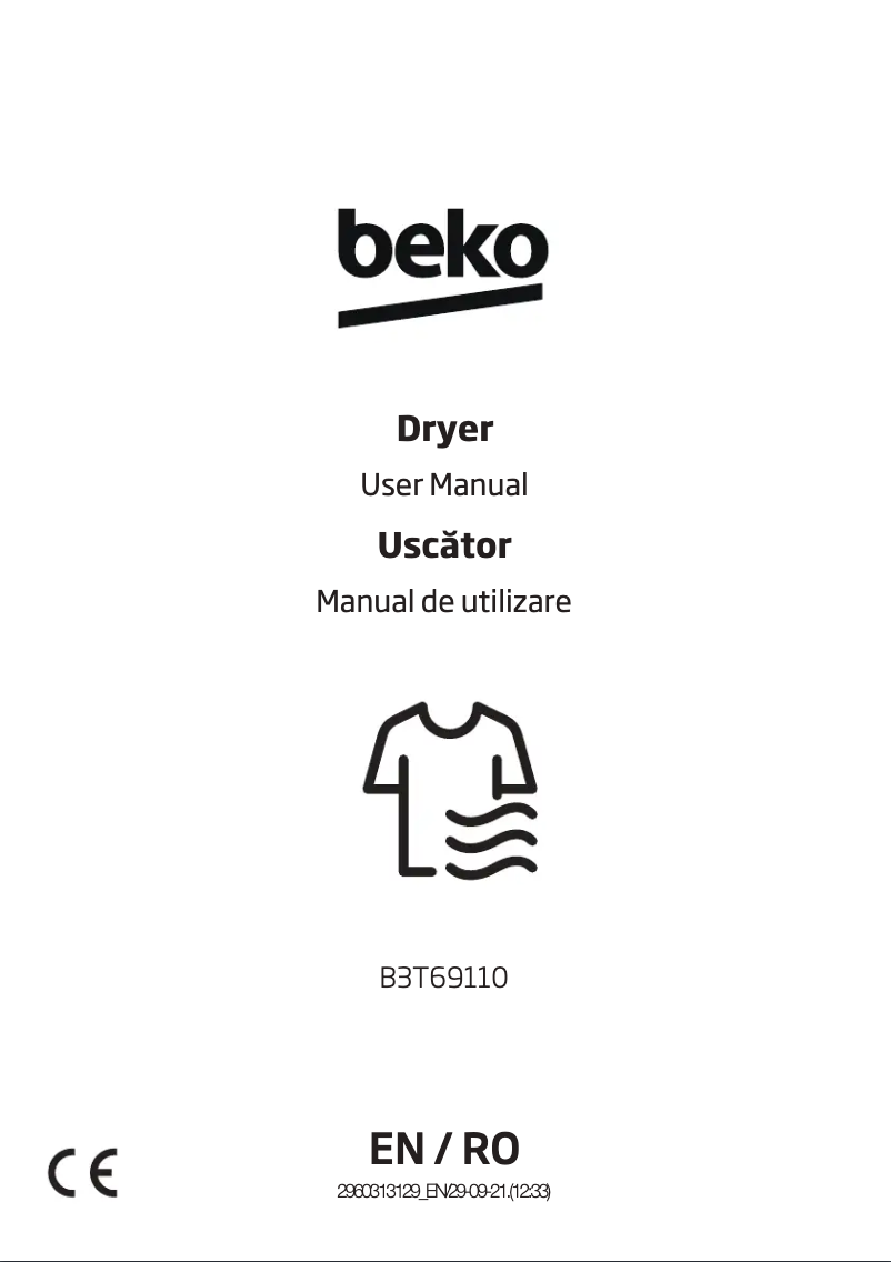 Page 1 of the manual User Manual Beko B3T69110