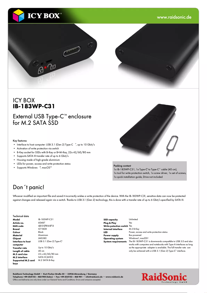 First page image of the manual for IB-183WP-C31