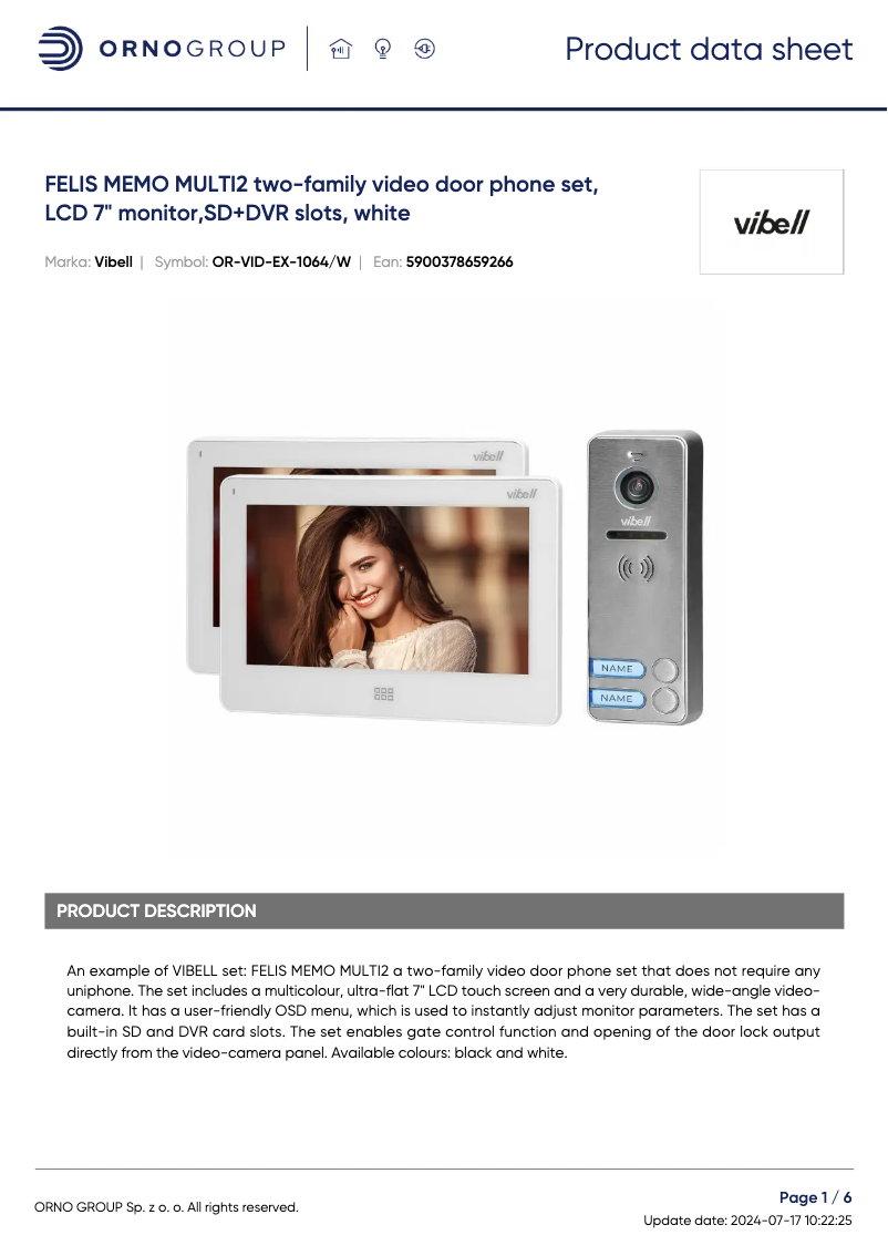 First page image of the manual for OR-VID-EX-1064