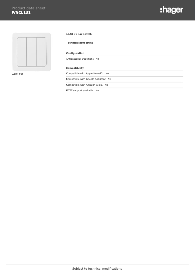 First page image of the manual for WGCL131