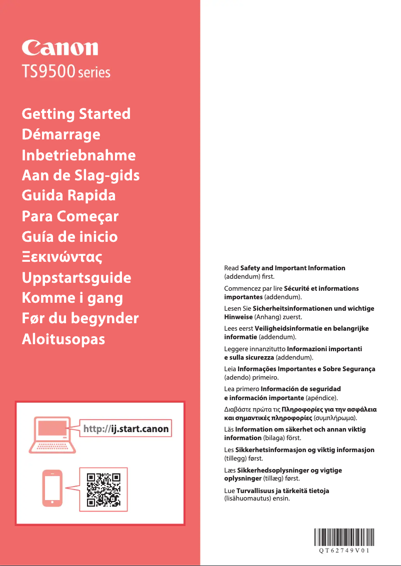 Page 1 of the manual User Manual Canon Pixma TS9551C