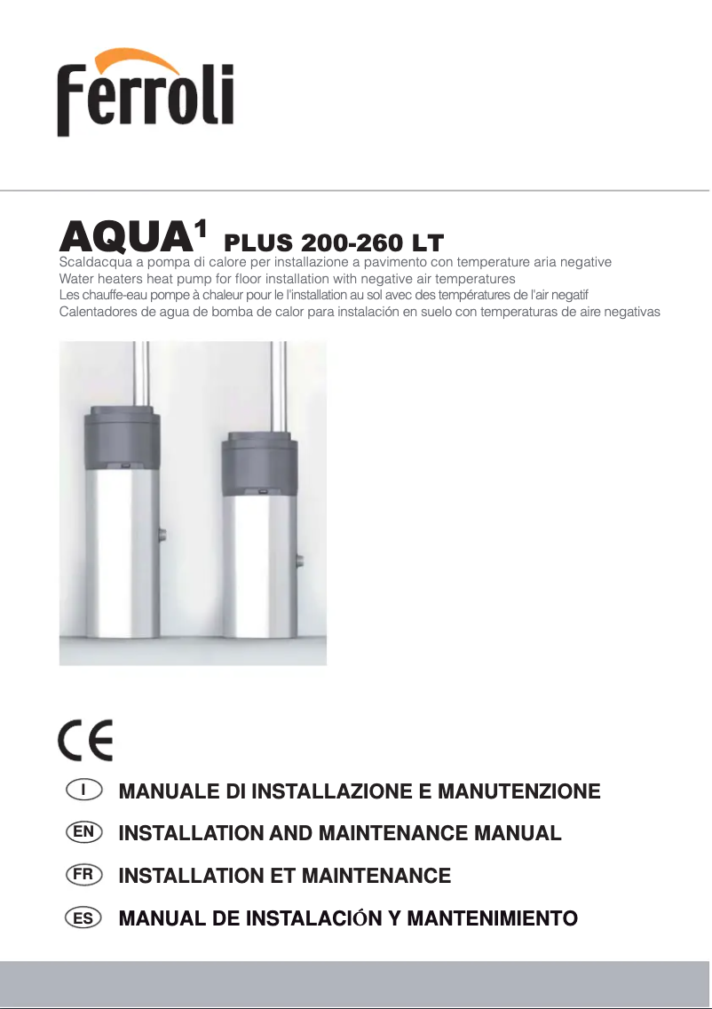 Page 1 of the manual User Manual Ferroli Aqua1 Plus 200LT