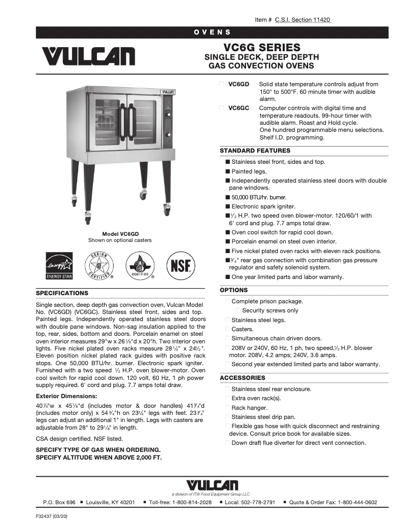 First page image of the manual for VC6GC