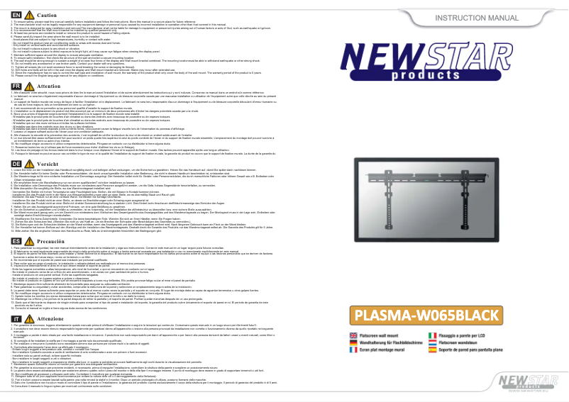 First page image of the manual for PLASMA-W065