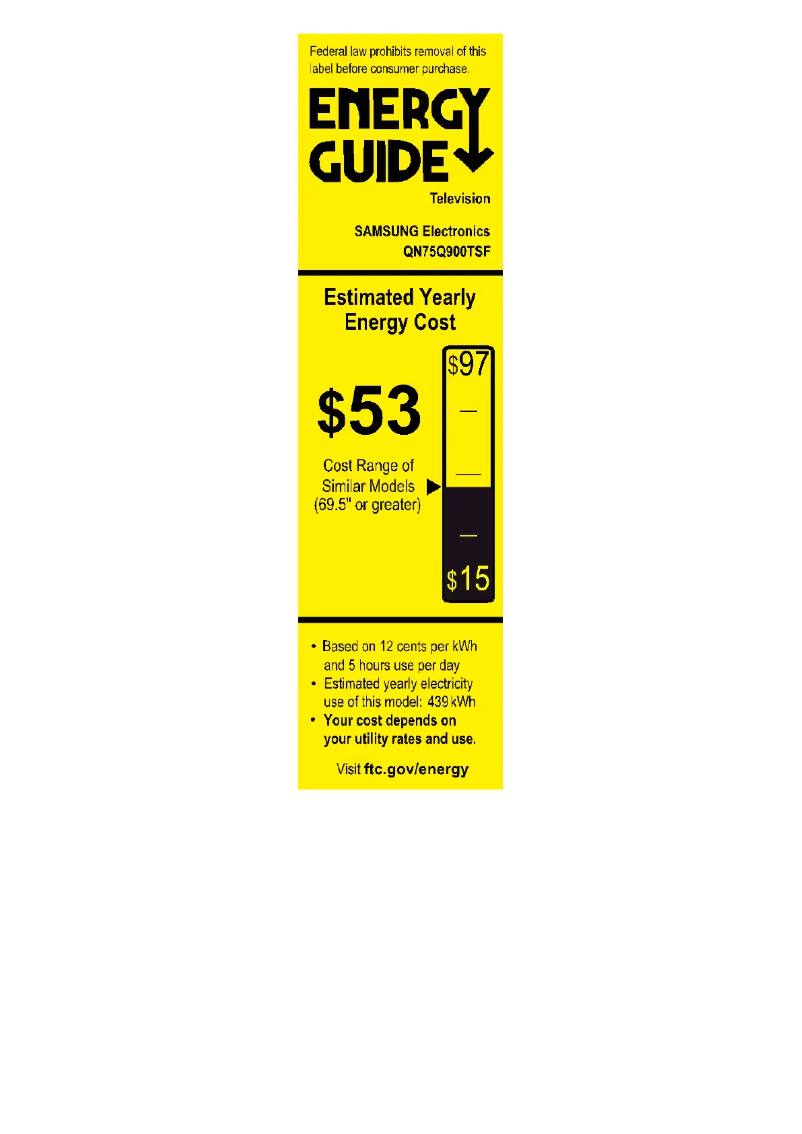 Page 1 of the manual Energy Label Samsung QN75Q900TSFXZA