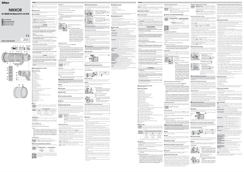 First page image of the manual for AF-S NIKKOR 180-400mm f/4E TC