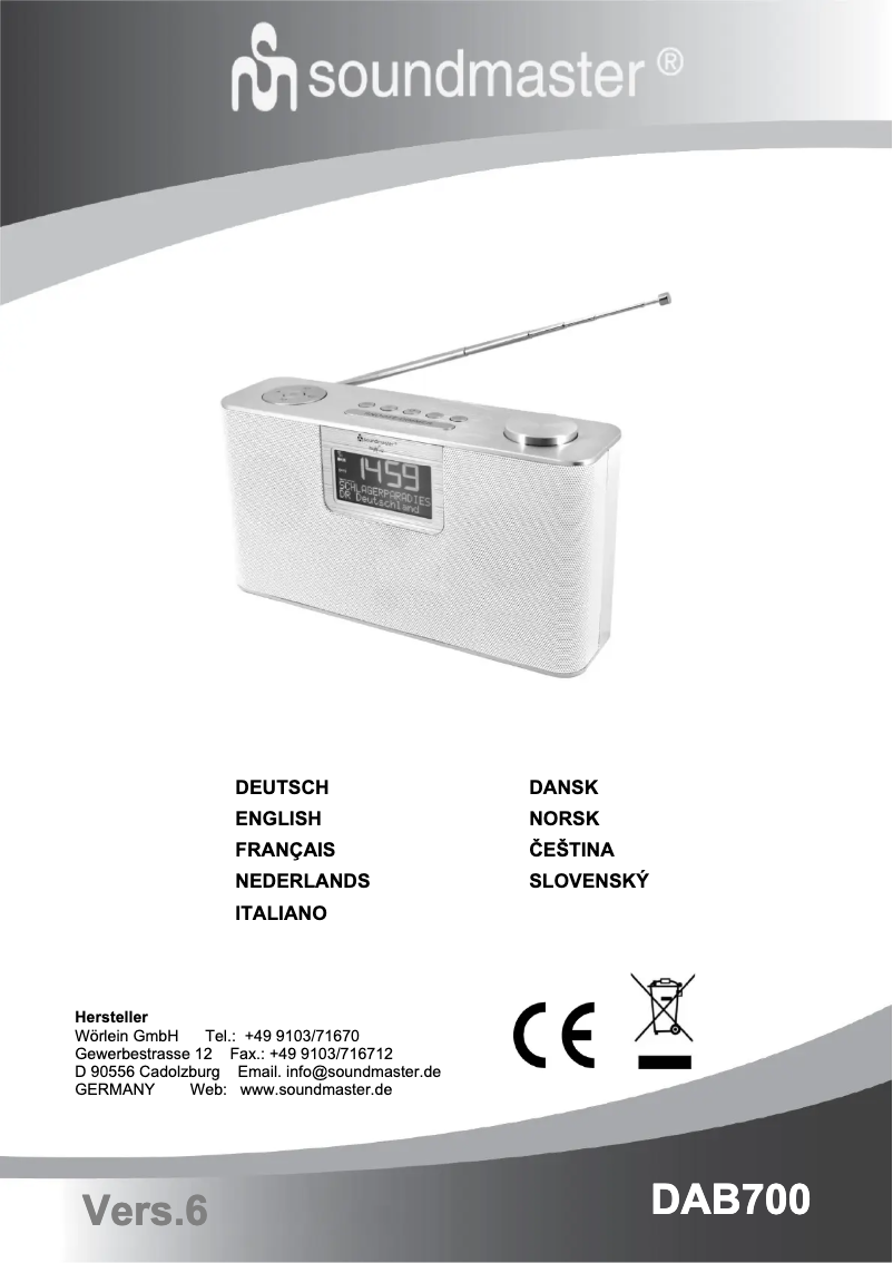 First page image of the manual for DAB700