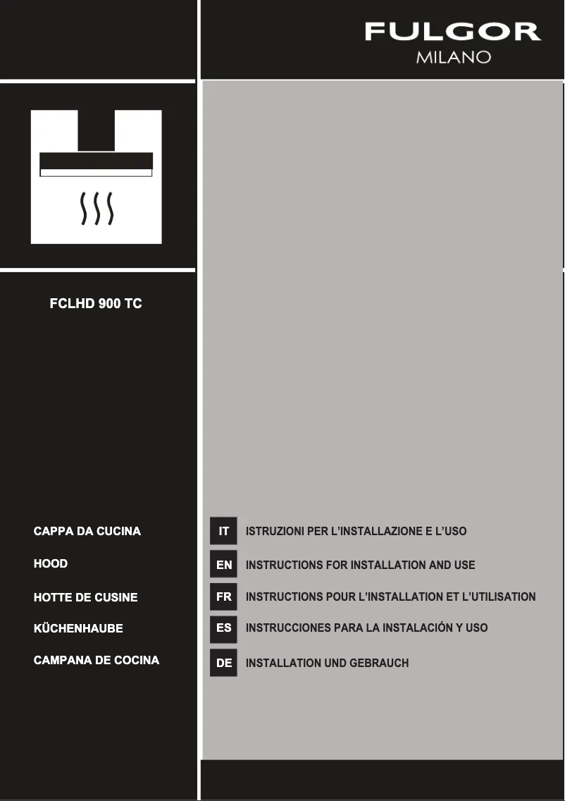 Page 1 of the manual Installation Guide Fulgor Milano FCLHD 900 TC BK