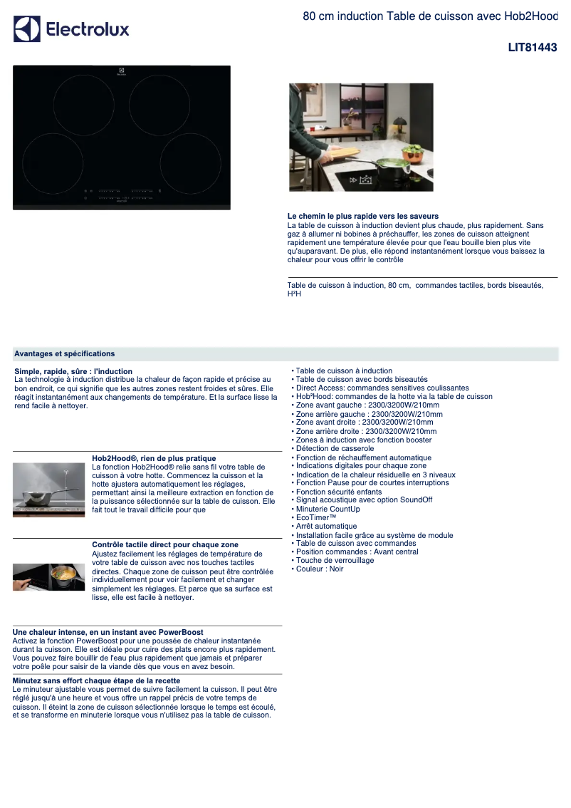 Page 1 of the manual Technical Sheet Electrolux LIT81443