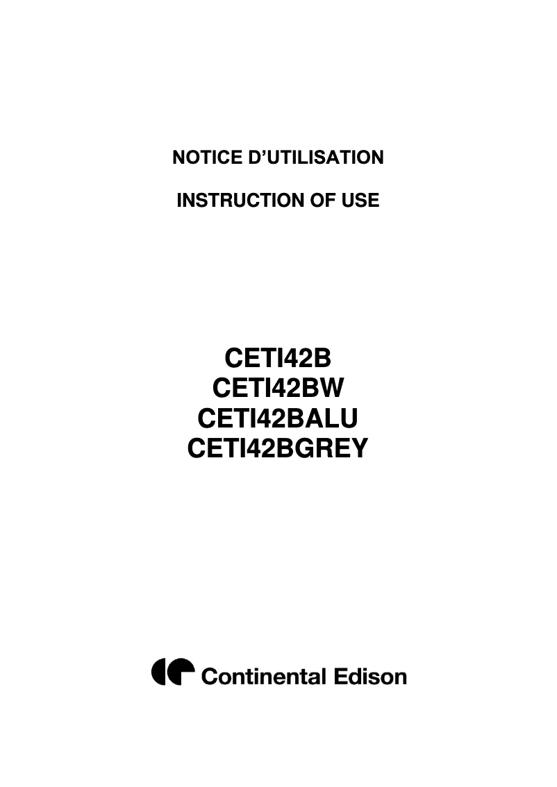 Page 1 of the manual User Manual Continental Edison CETI42BALU