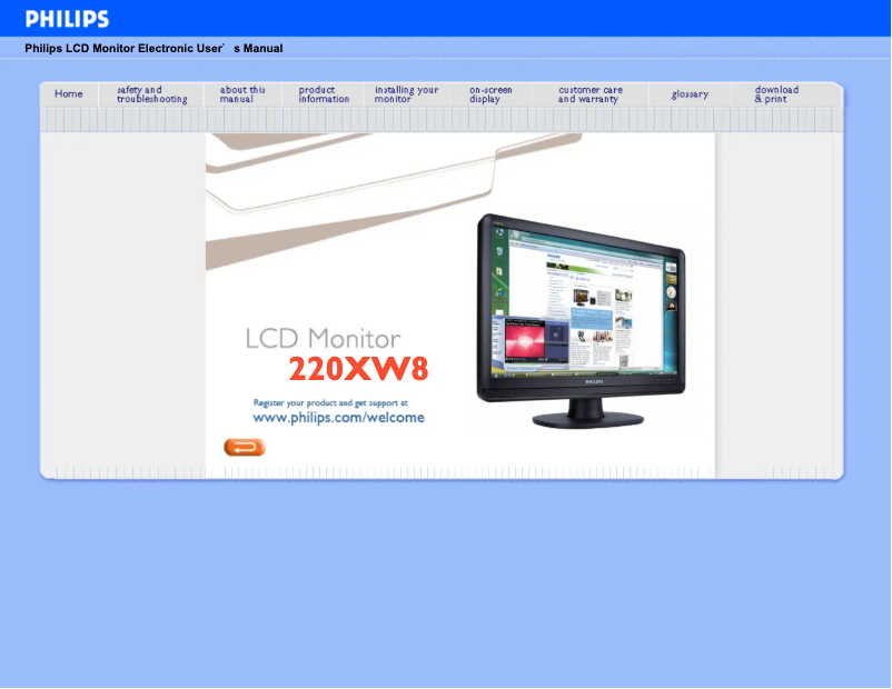 First page image of the manual for 220XW8FB