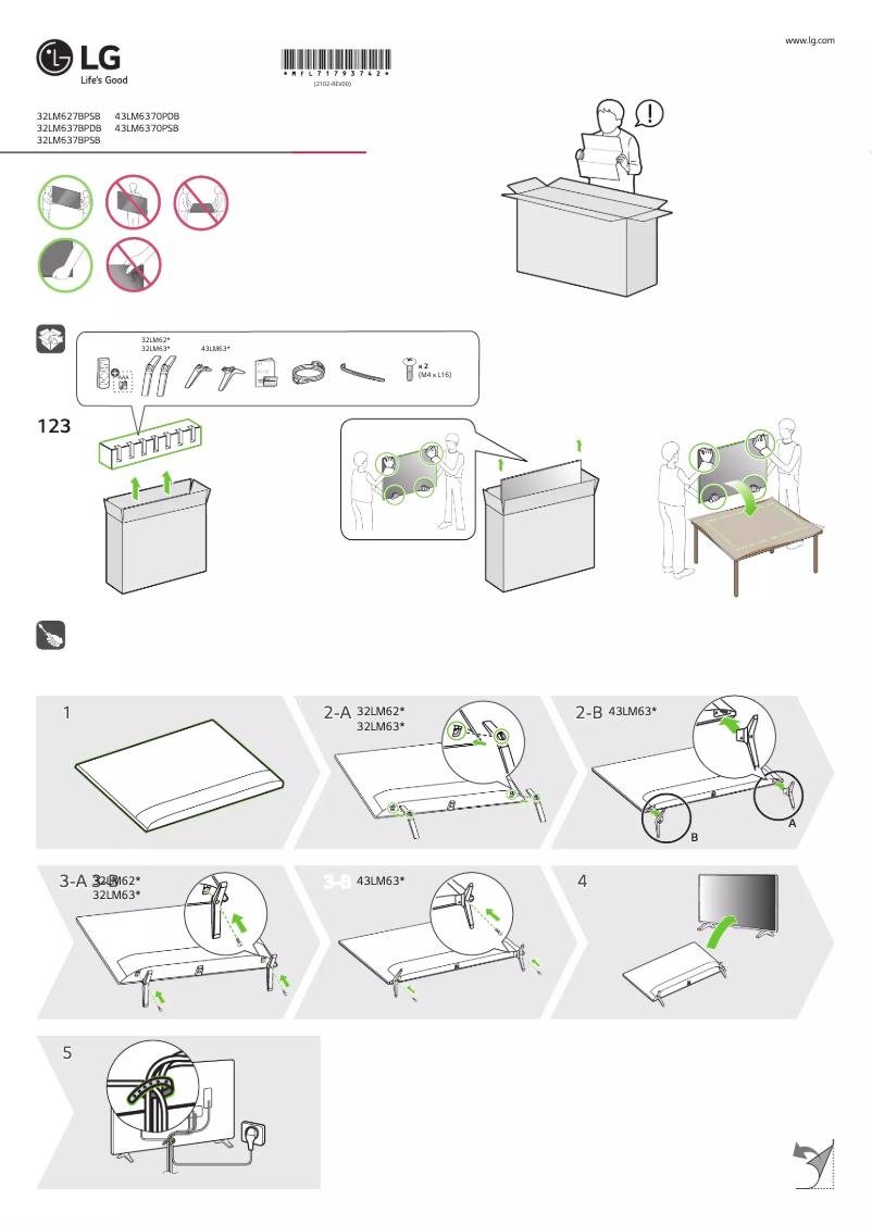 First page image of the manual for 43LM6370PSB
