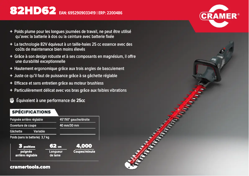 First page image of the manual for 82HD62