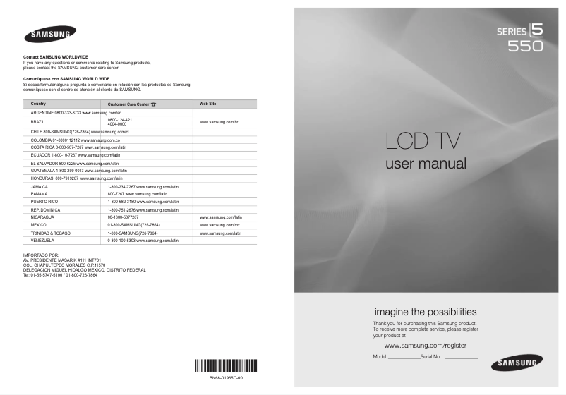 Page 1 of the manual User Manual Samsung LN40B550K1R
