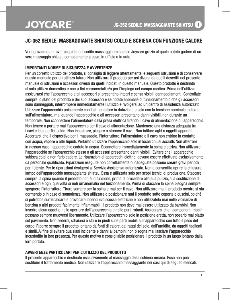 Page 1 of the manual User Manual Joycare JC-352