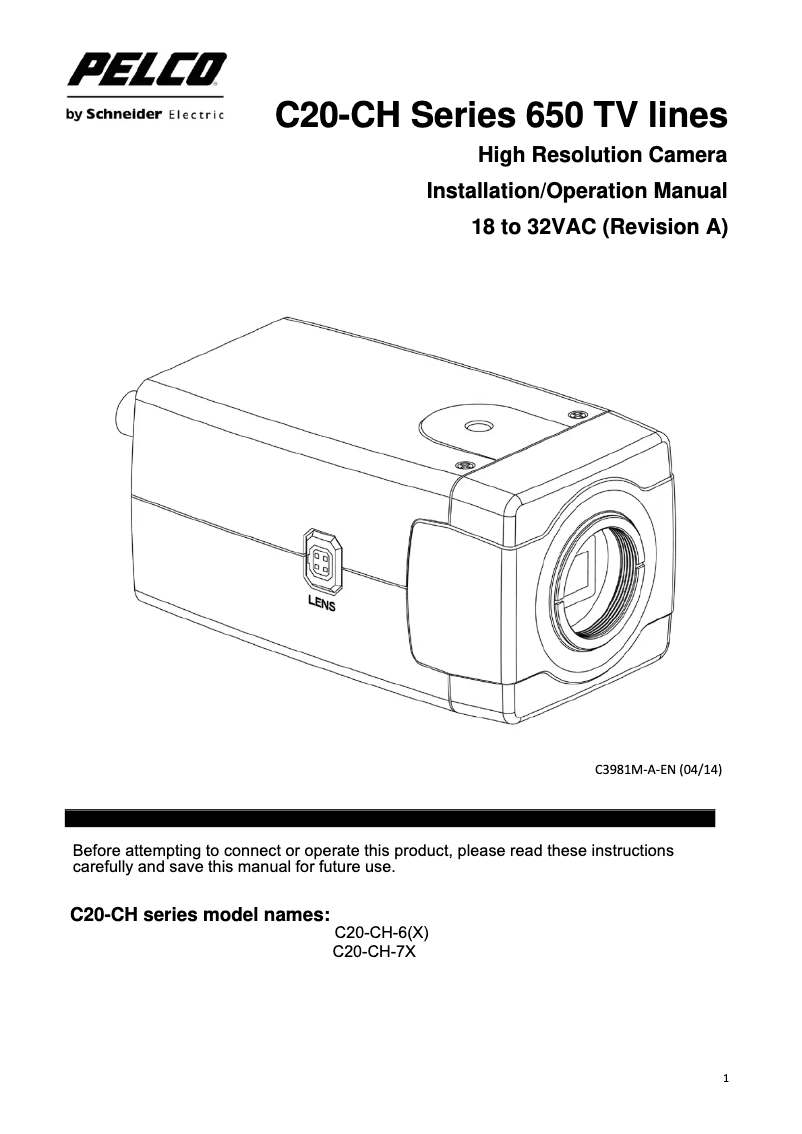 Page 1 of the manual User Manual Pelco C20-CH