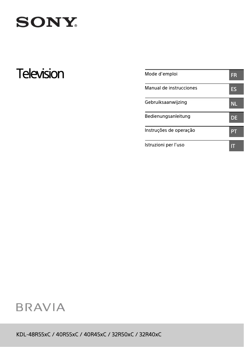 First page image of the manual for Bravia KDL-40R555C