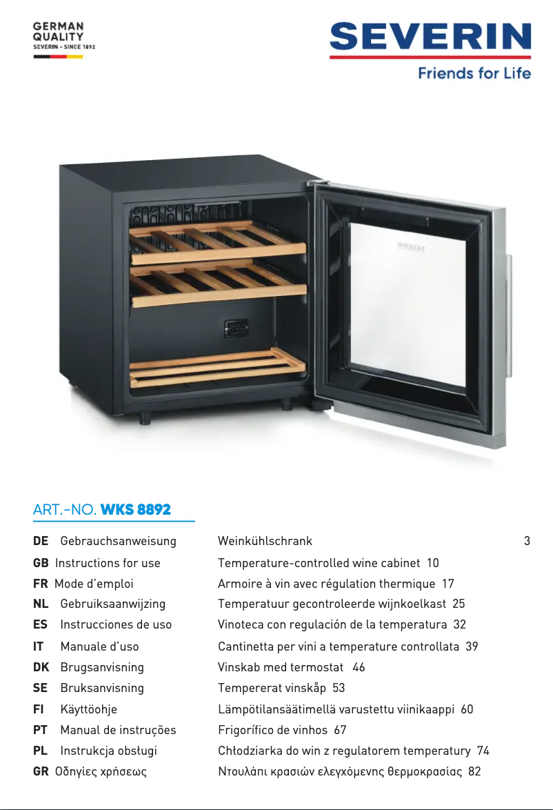 Page 1 of the manual User Manual Severin WKS 8892