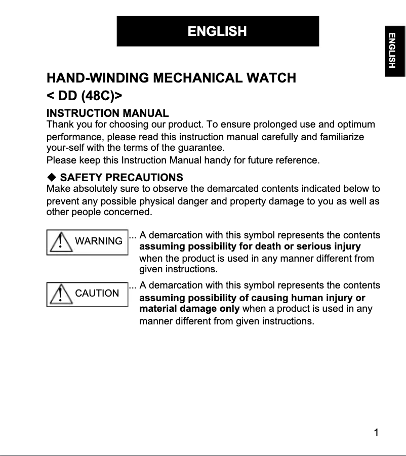 First page image of the manual for Classic DD03003Y