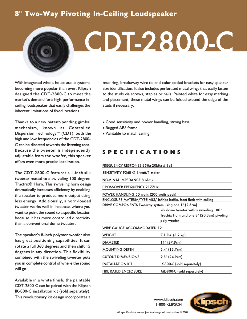 First page image of the manual for CDT-2800-C