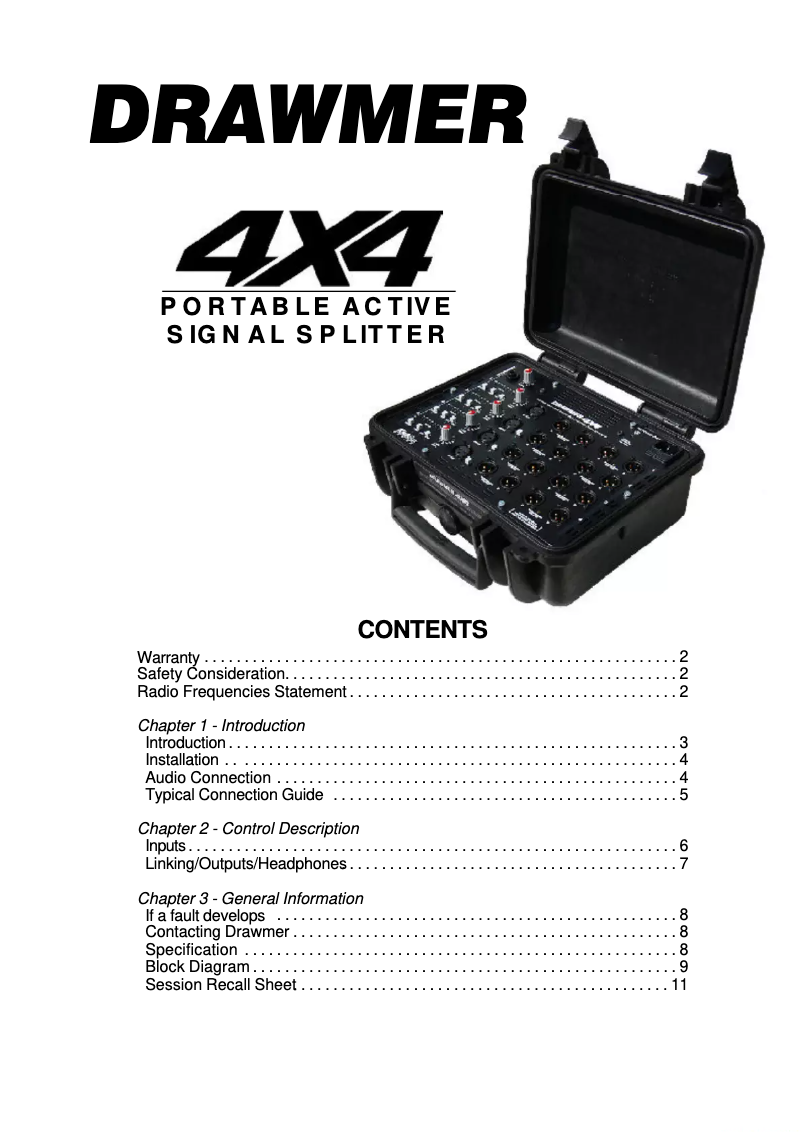 Page 1 of the manual User Manual Drawmer Kickbox 4x4