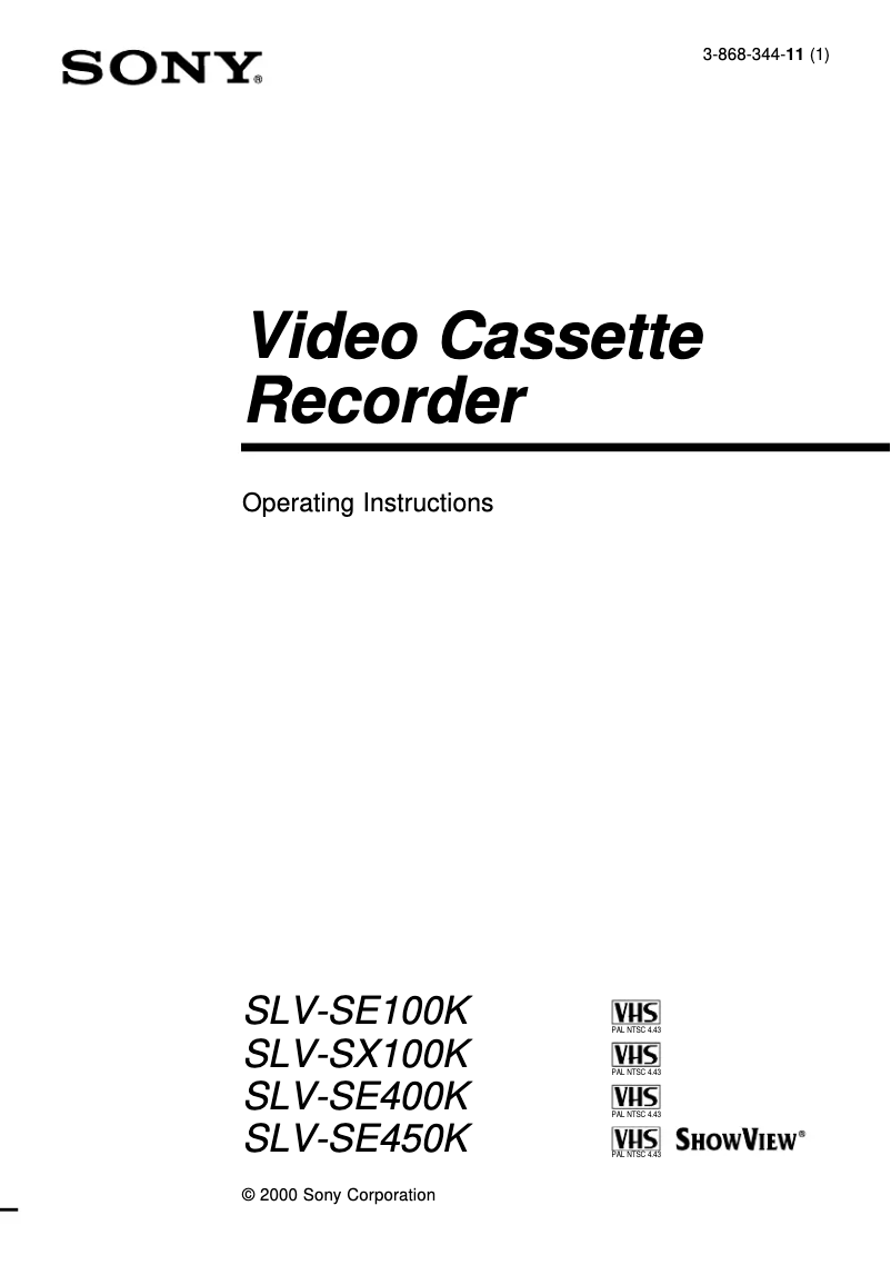 Page 1 of the manual User Manual Sony SLV-SX100K