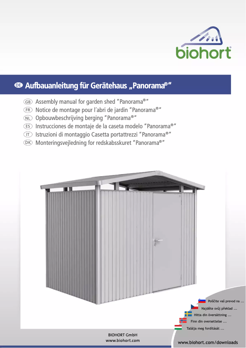 Page 1 de la notice Manuel utilisateur Biohort Panorama