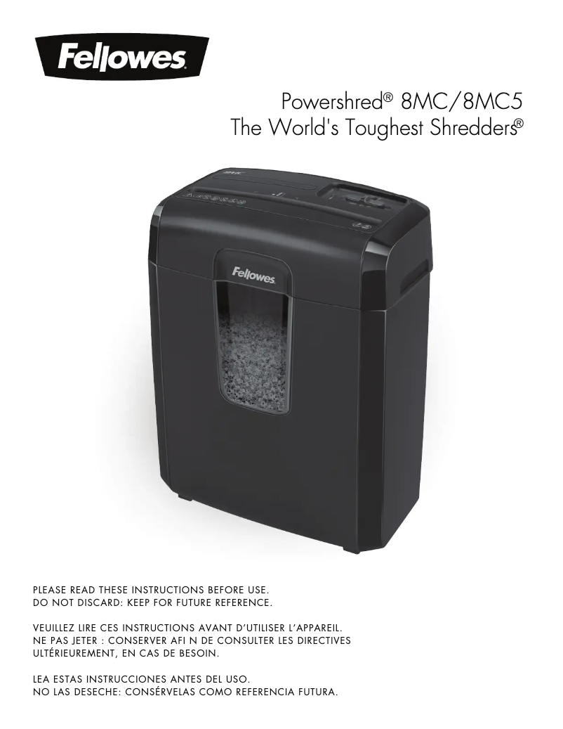 First page image of the manual for Powershred 8MC5