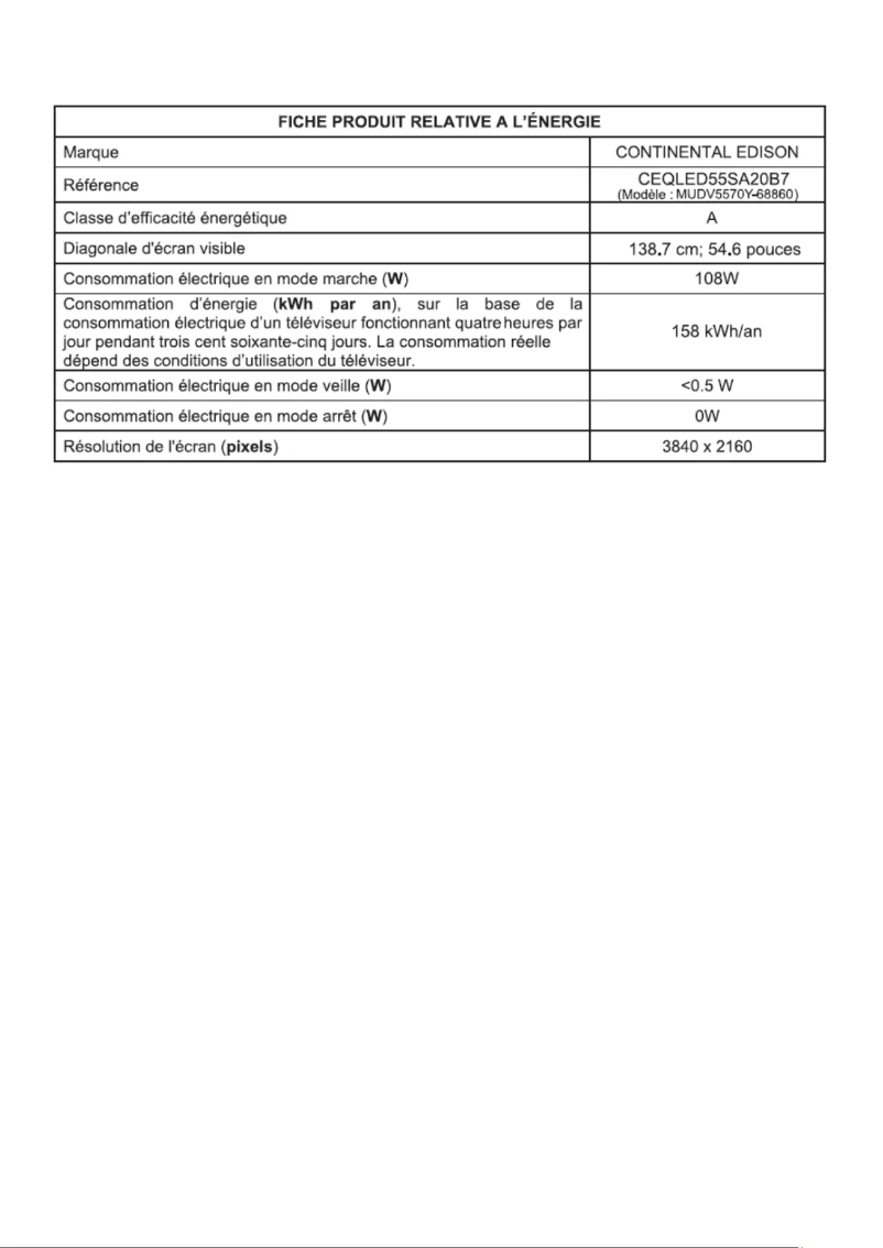 First page image of the manual for CEQLED55SA20B7