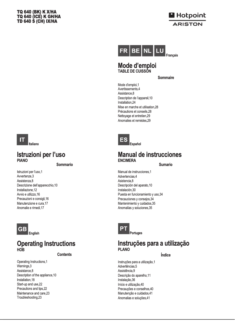 First page image of the manual for TD 640 S (CH) IX/HA