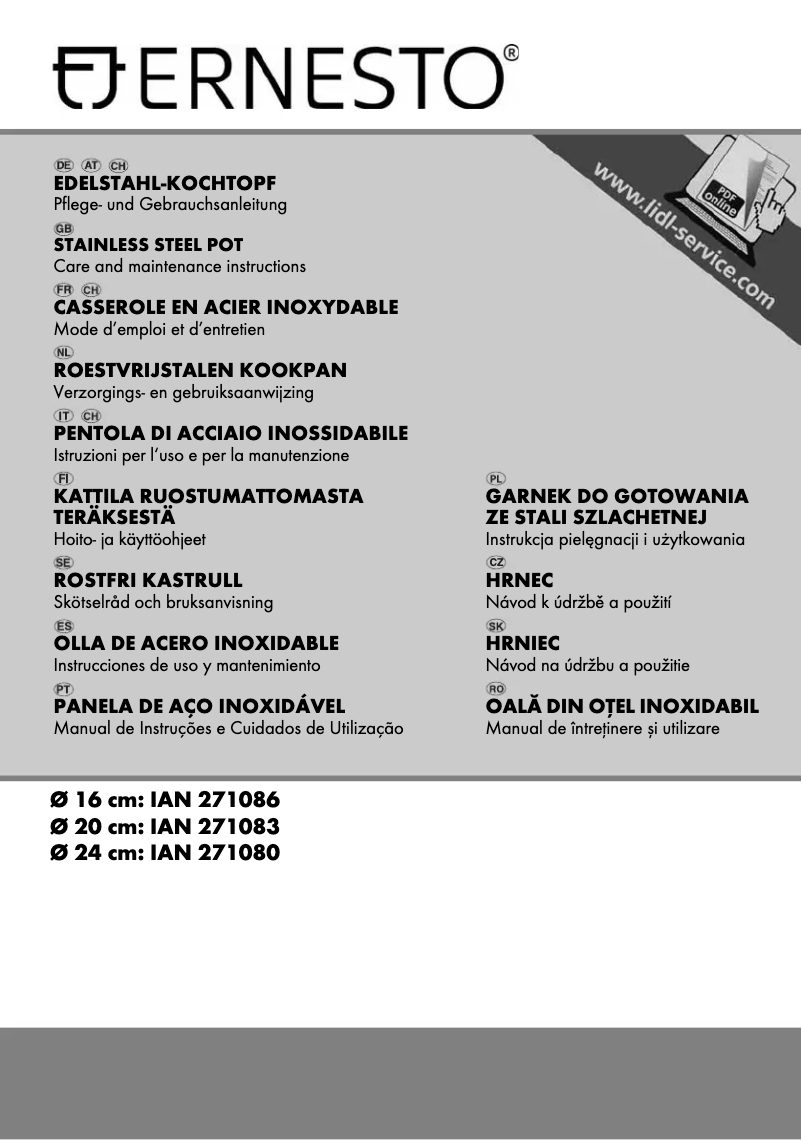 Page 1 of the manual User Manual Ernesto IAN 271083