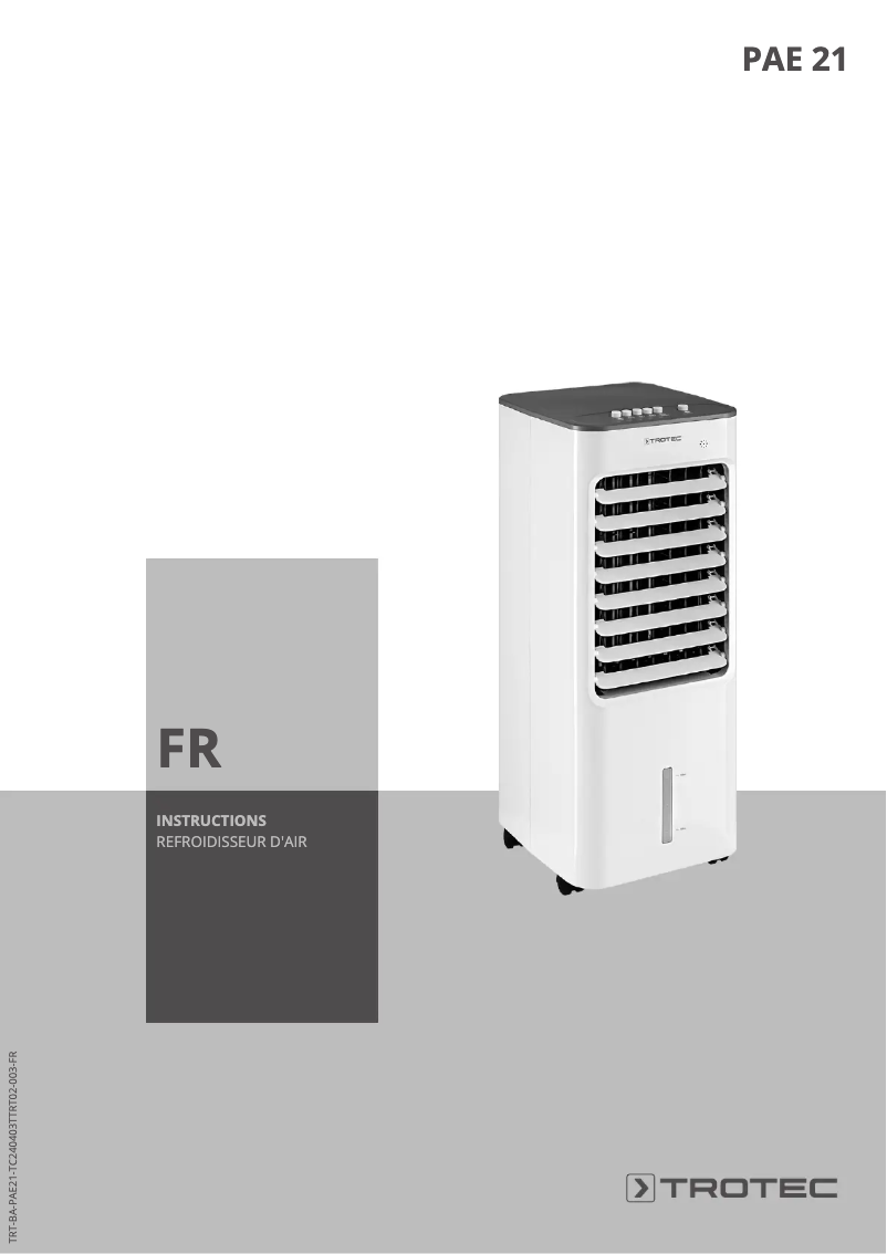 First page image of the manual for PAE 21