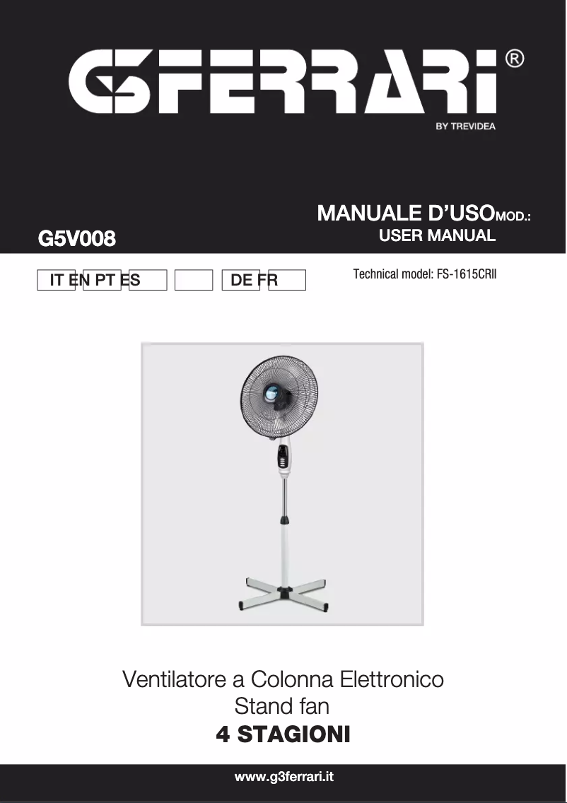 First page image of the manual for 4 Stagioni G5V008