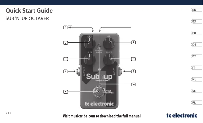 Page 1 of the manual Quick Start Guide TC Electronic Sub'N'Up Octaver