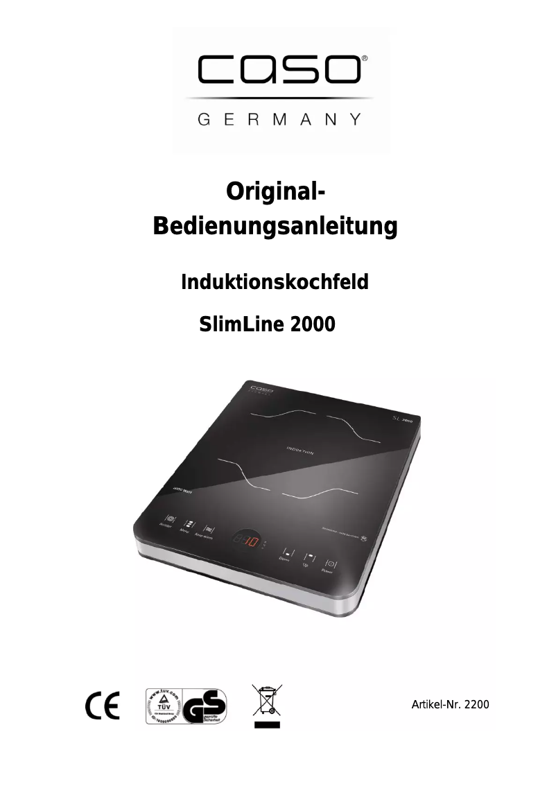 First page image of the manual for SlimLine 2000